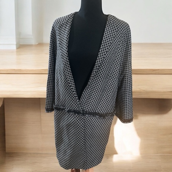 Max Studio Black & White Textured Knit Coat Jacket | Size S - Picture 2 of 9